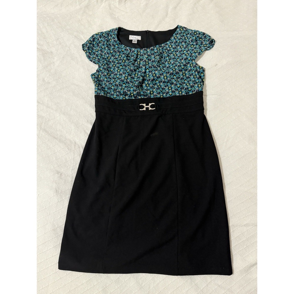 ALYX Limited Multicolor Cap Sleeve Knee Length Zip Lined Dress Size 12